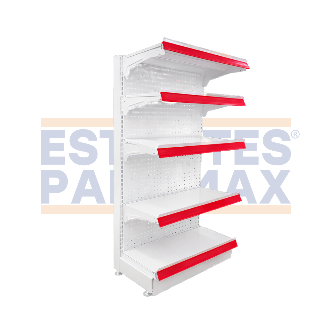 Góndola Frontal Perforado Blanco 5 Niveles 120x70x40cm 75kg/nivel PMX-N1230F