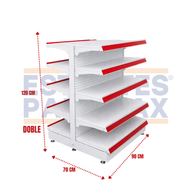 Góndola Doble Perforado Blanco 5 Niveles 120x90x70cm 75kg/nivel PMX-N1230D