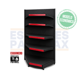 **MODELO ECONOMICO** Góndola Esquinero Perforado Negro 180x110x45cm 5 Niveles 75kg/nivel PMX-1421