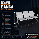 Silla Banca de Espera Metálica de 3 Asientos 76x175x63cm KY-P003
