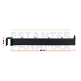 Brazo Gancho de Barra Exhibidor Metálico Recto de 28cm con 4 Topes para Colgar Ropa y Accesorios, Color Negro EP-28