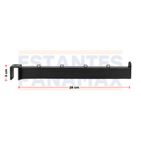 Brazo Gancho de Barra Exhibidor Metálico Recto de 28cm con 4 Topes para Colgar Ropa y Accesorios, Color Negro EP-28