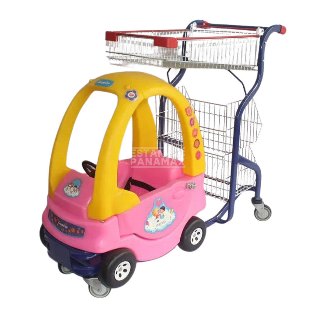 Carretilla de Supermercado con Carrito para Niños Verde & Rosado 3 Niveles 50 Litros PMX-1220, PMX-1221