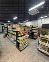 **CALIBRE MEDIO** Góndola Frontal Perforado Negro 5 Niveles 180x100x50cm 150kg/nivel PMX-1079