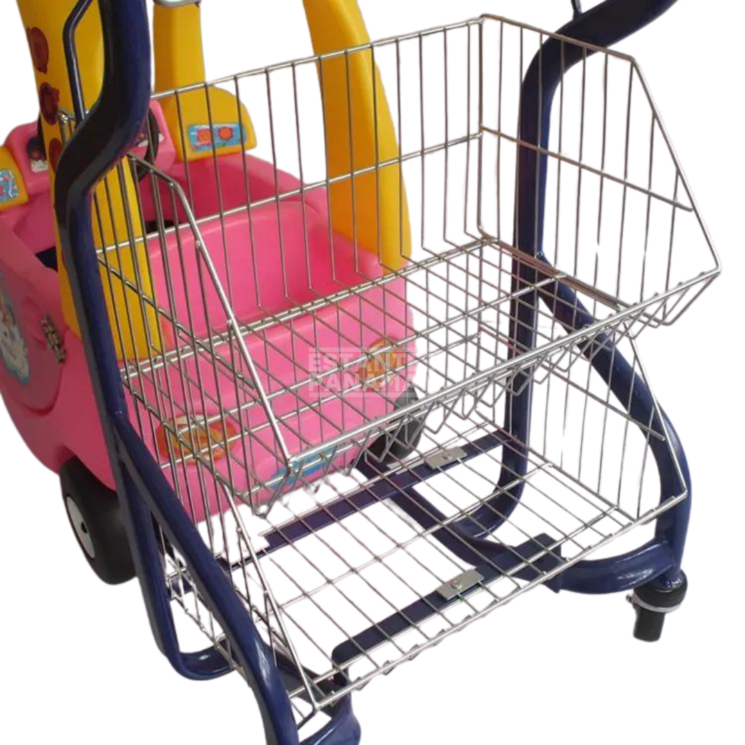 Carretilla de Supermercado con Carrito para Niños Verde & Rosado 3 Niveles 50 Litros PMX-1220, PMX-1221