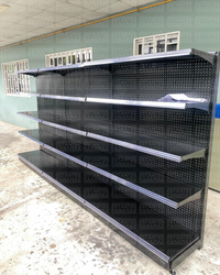 **MODELO ECONÓMICO** Góndola Pared Perforado Negro 5 Niveles 180x120x50cm 75kg/nivel PMX-3002-P