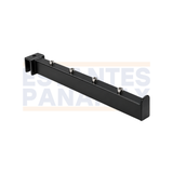 Brazo Gancho de Barra Exhibidor Metálico Recto de 28cm con 4 Topes para Colgar Ropa y Accesorios, Color Negro EP-28