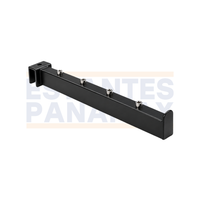 Brazo Gancho de Barra Exhibidor Metálico Recto de 28cm con 4 Topes para Colgar Ropa y Accesorios, Color Negro EP-28