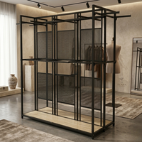 Perchero Exhibidor de Ropa Metal Negro Doble Lado 220x180x80cm XBH-CR19