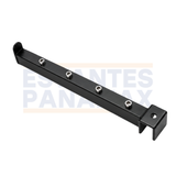 Brazo Gancho de Barra Exhibidor Metálico Recto de 28cm con 4 Topes para Colgar Ropa y Accesorios, Color Negro EP-28