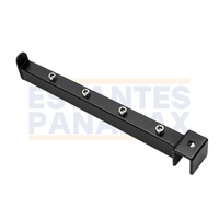 Brazo Gancho de Barra Exhibidor Metálico Recto de 28cm con 4 Topes para Colgar Ropa y Accesorios, Color Negro EP-28