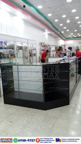 Vitrina de MDF Negro 3 Niveles de Vidrio Templado 110x100x50cm BNM5-5