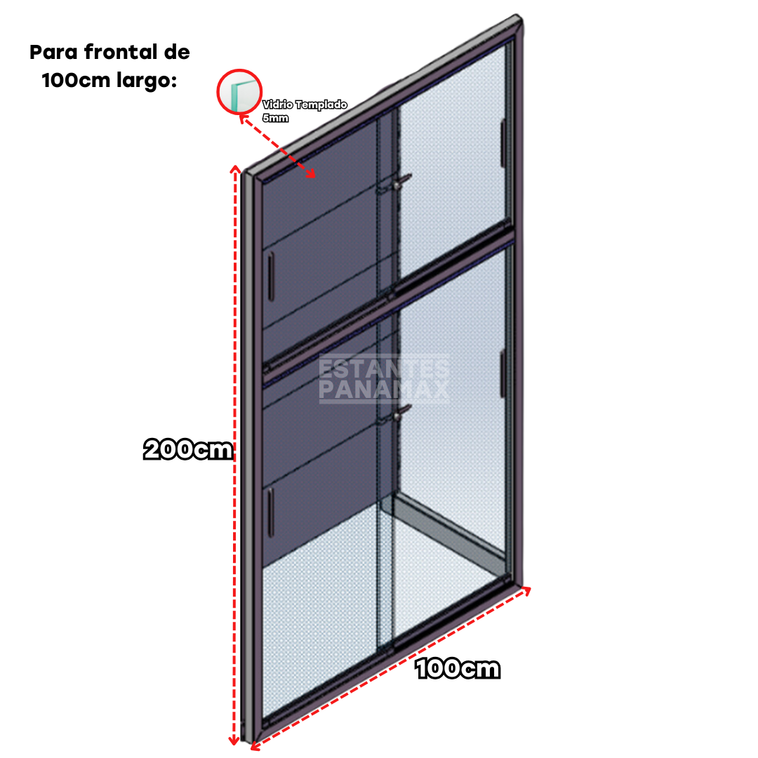 Marco de Puerta de Vidrio con Cerradura para Góndolas Negro de 100cm & 120cm de largo PMX-1255 / PMX-1256
