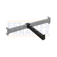 Brazo Gancho de Barra Exhibidor Metálico Recto de 28cm con 4 Topes para Colgar Ropa y Accesorios, Color Negro EP-28