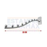 Gancho Cromado de 9 Bolitas Grueso 35cm para Sistema de Ranurado PMX-1414 Tabla.