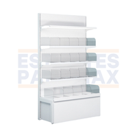 Góndola Pared Fondo Liso Blanco 5 Niveles + 16 Organizadores Transparente +1 Gavetero 180x100x46cm 75kg/nivel PMX-1366