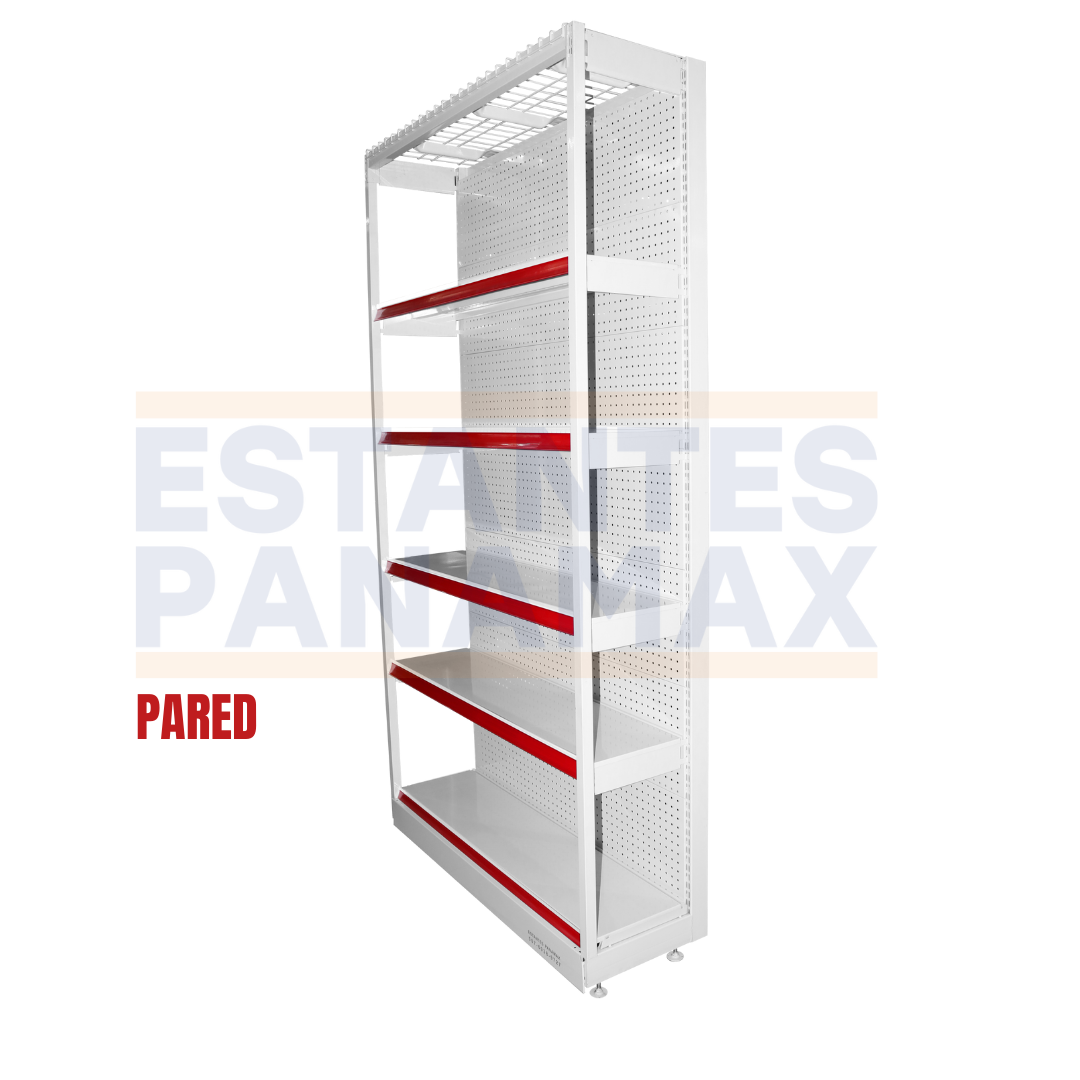 **CALIBRE GRUESO** Góndola Pared Perforado Blanco Tipo Cuadrado 220x120x35cm 6 Niveles 275kg/nivel PMX-1205