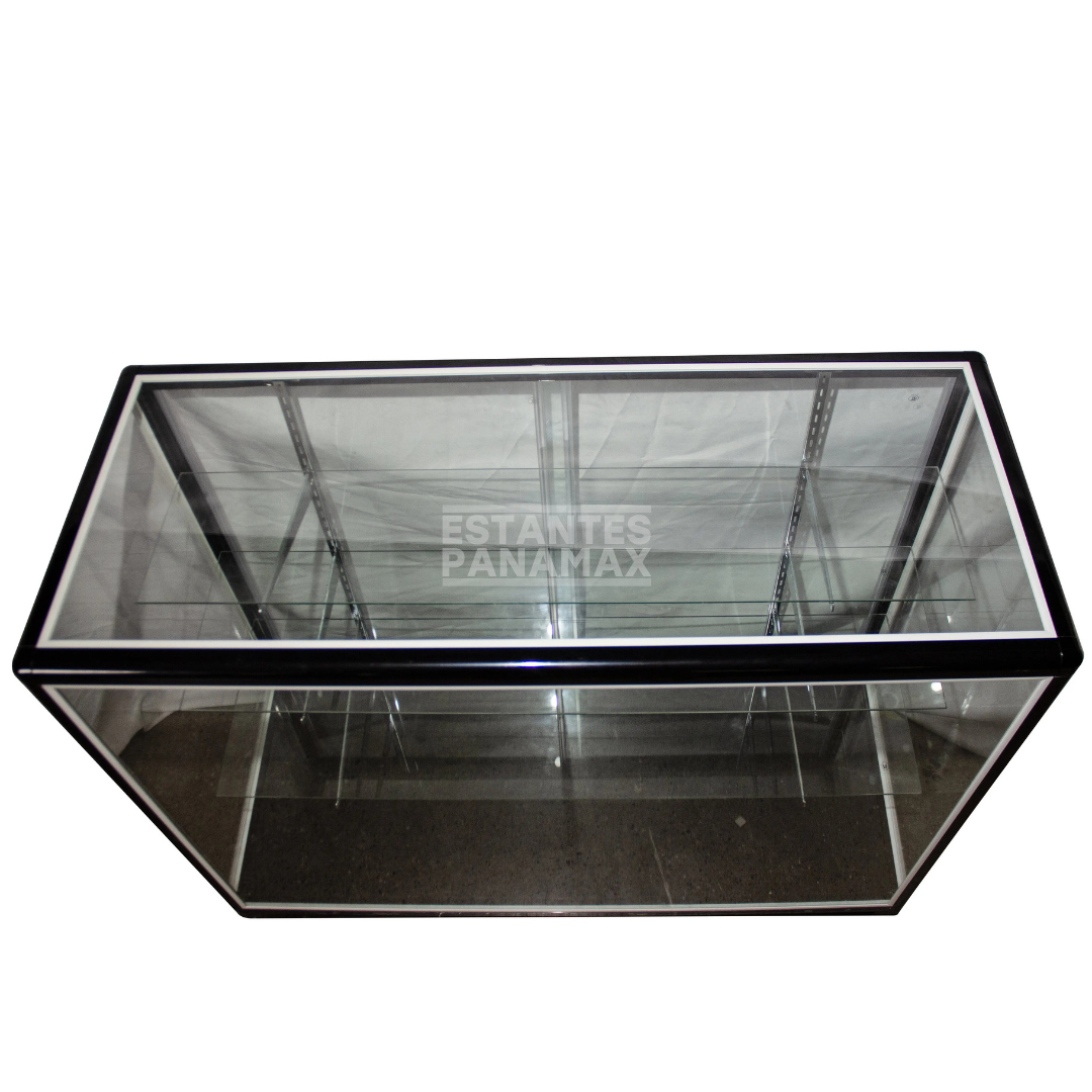 Vitrina de Aluminio Negro de 3 Niveles 110x120x50cm BNM24-007