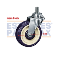 Rueda Giratoria Delantera Frontal para Carretillas de Supermercado 12cm PMX-1395 Rueditas. Llantas.