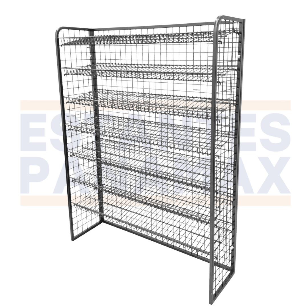 **CALIBRE GRUESO** Rack para Snacks de 7 Niveles Negro 160x120x35cm 75kg/Nivel PMX-1251
