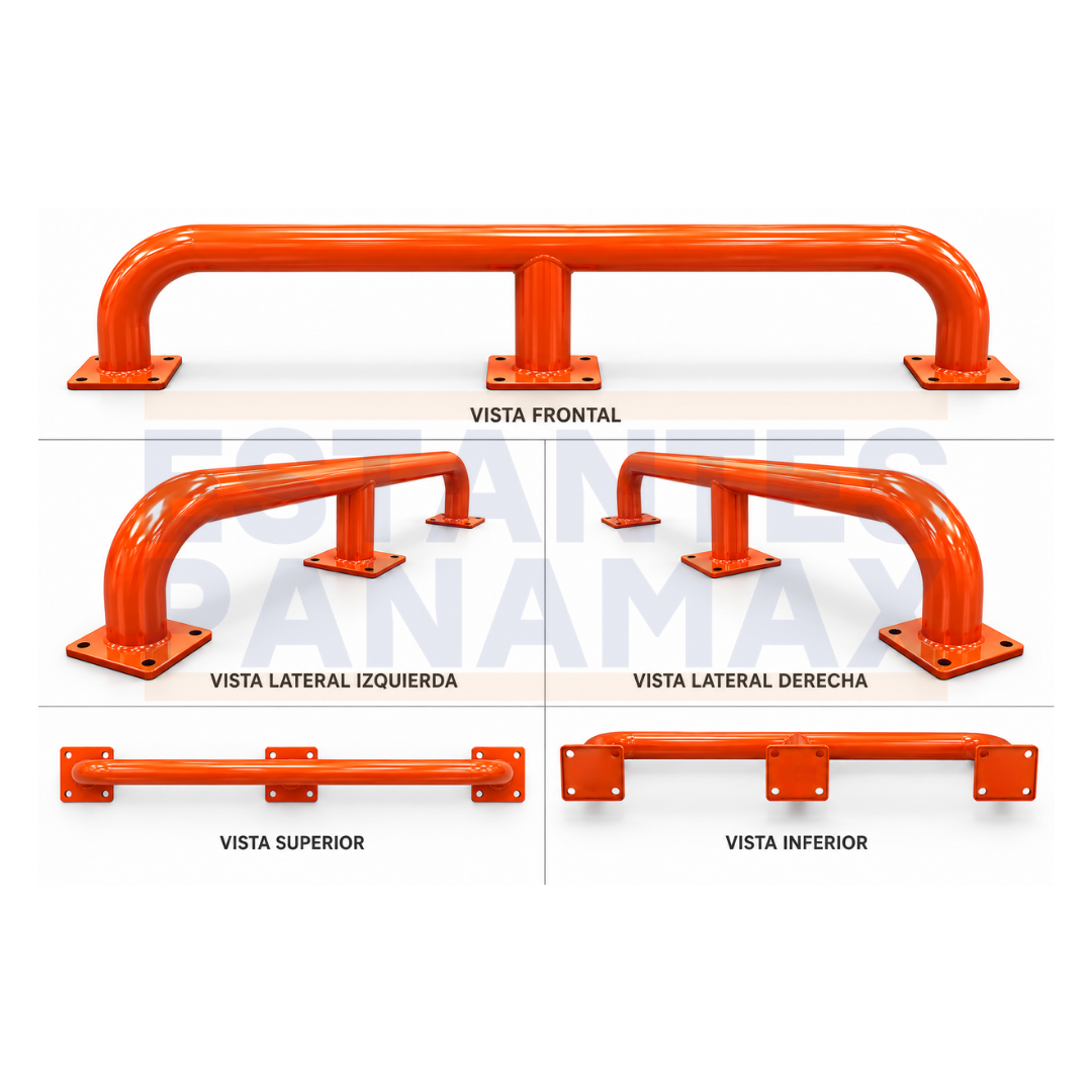 arrera de Protección Metálica para Estanterías y Racks de Almacén 210x30cm PROTECT-210-30