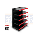 Góndola Frontal Perforado Negro 5 Niveles 120x70x40cm 75kg/nivel PMX-B1230F