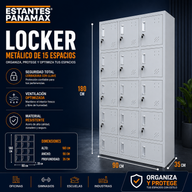 Locker Casillero Metálico de 15 Casillas con Cerradura con Llave 180x90x35cm KY-G034