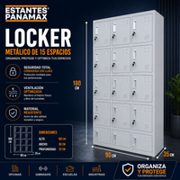 Locker Casillero Metálico de 15 Casillas con Cerradura con Llave 180x90x35cm KY-G034