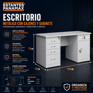 Escritorio de Metal con Superficie de MDF Gris 75x140x70cm KY-Z103