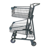 Carretilla de Supermercado Metálica de 2 Niveles Gris PMX-1254