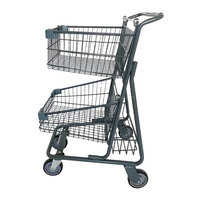 Carretilla de Supermercado Metálica de 2 Niveles Gris PMX-1254