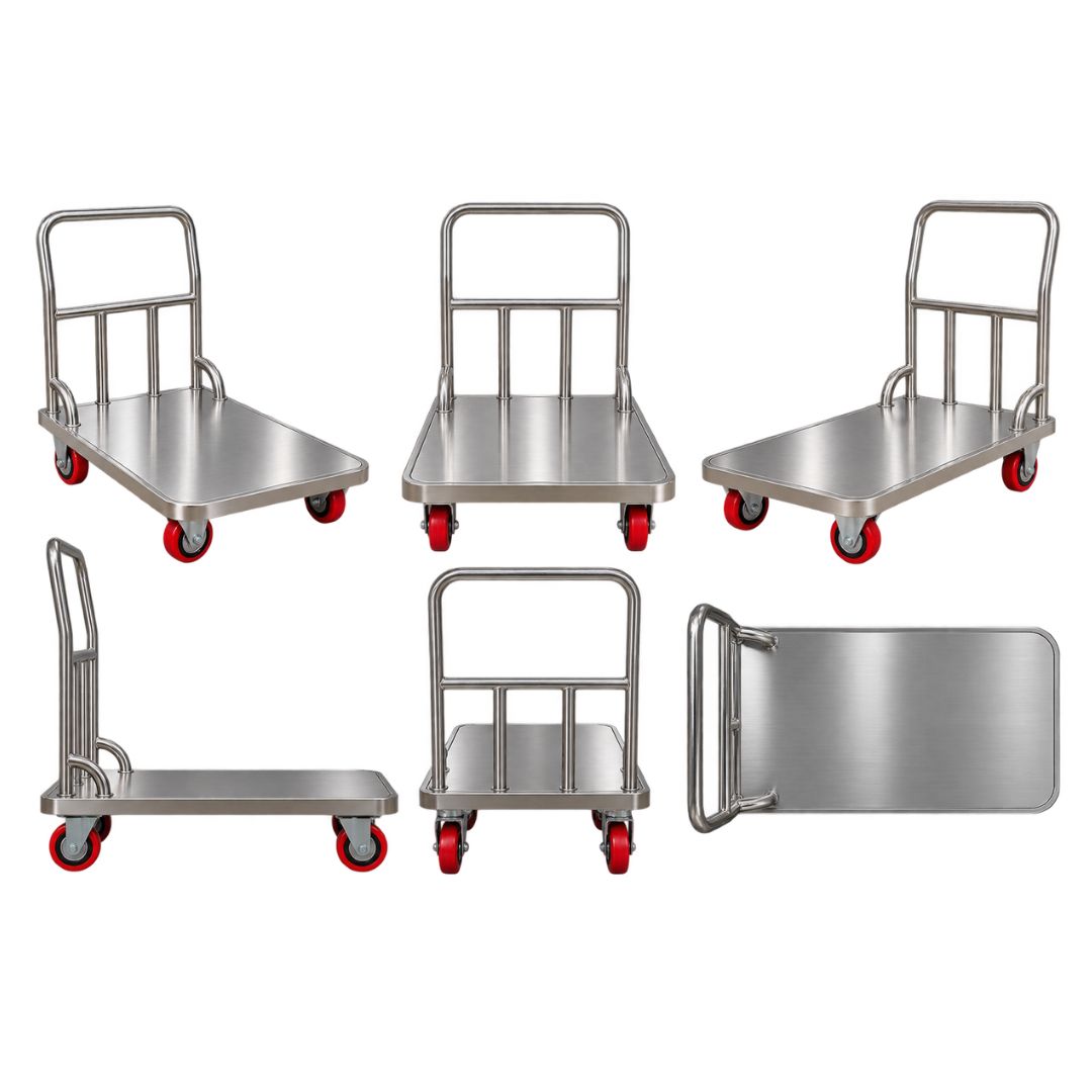 Carretilla de Plataforma de Acero Inoxidable de Carga 200-250kg 600*900mm CARR-PLAT