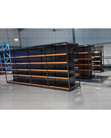 **CALIBRE MEDIO** Góndola Doble Perforado Negro Tipo Cuadrado 200x120x100cm 6 Niveles 250kg/nivel PMX-1175