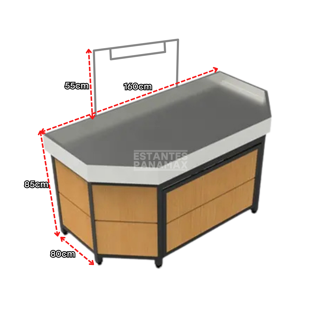 Mueble de Legumbre Frontal de Acero Inoxidable 304 con Diseño de Madera PMX-1230