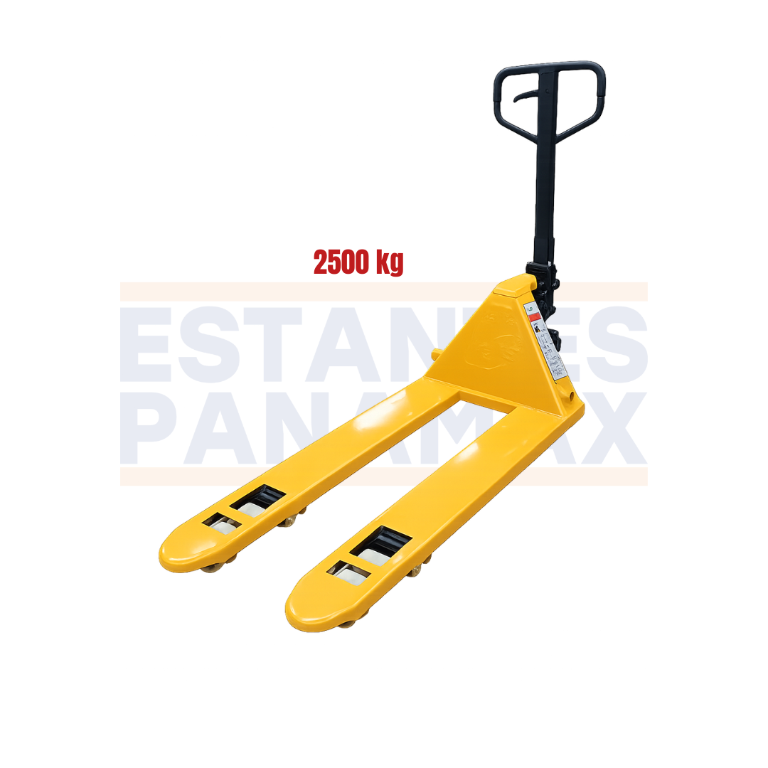 (CALIBRE ECONOMICO) Transpaleta Manual Jack Pallet Hand Pallet 2500kg Modelo Europeo Amarillo 115X55cm PMX-1408