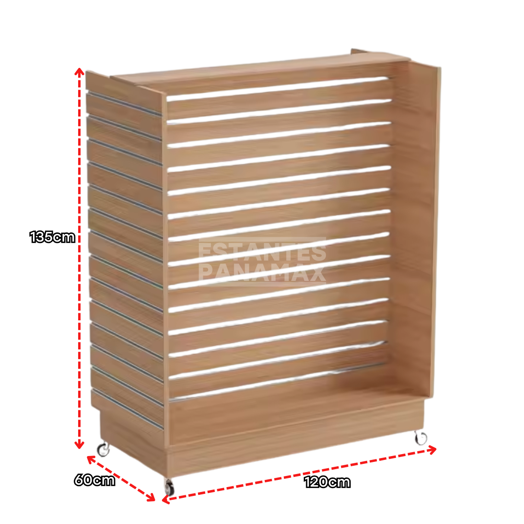Isla de MDF de 4 Lados Ranurado con Ruedas, Frenos & Refuerzos de Aluminio Diseño Madera 135x120x60cm KW-009 / KD-004