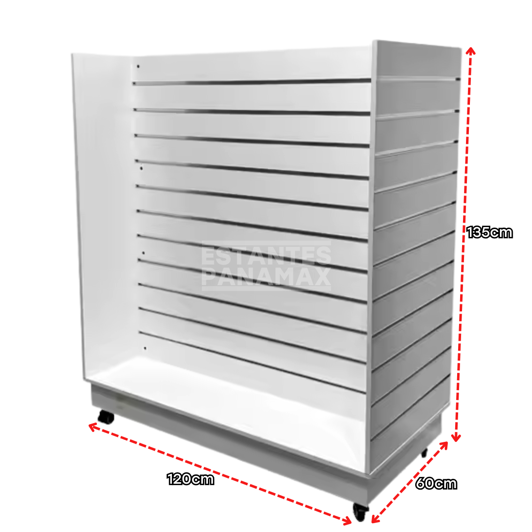 Isla de MDF de 4 Lados Ranurado con Ruedas Frenos & Refuerzos de Aluminio Blanco 135x120x60cm KW-009 / KD-004