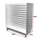Isla de MDF de 4 Lados Ranurado con Ruedas Frenos & Refuerzos de Aluminio Blanco 135x120x60cm KW-009 / KD-004