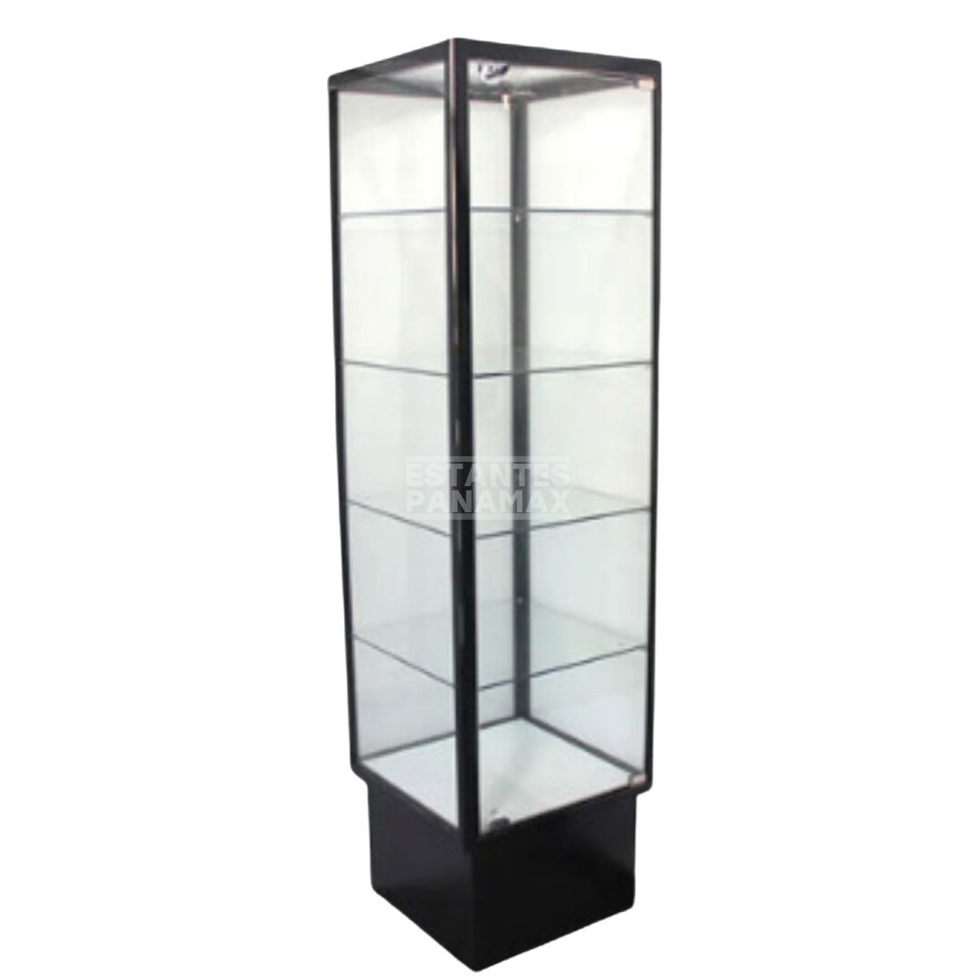 Vitrina Vertical de Aluminio Negro 4 Niveles 200x50x50cm KS-003