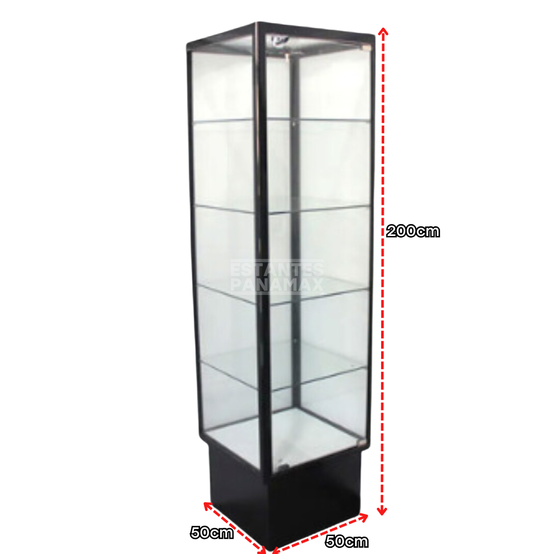 Vitrina Vertical de Aluminio Negro 4 Niveles 200x50x50cm KS-003