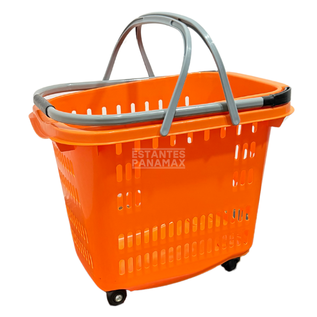 Canasta de Plástico 4 Ruedas 45 Litros Naranja XJL-8