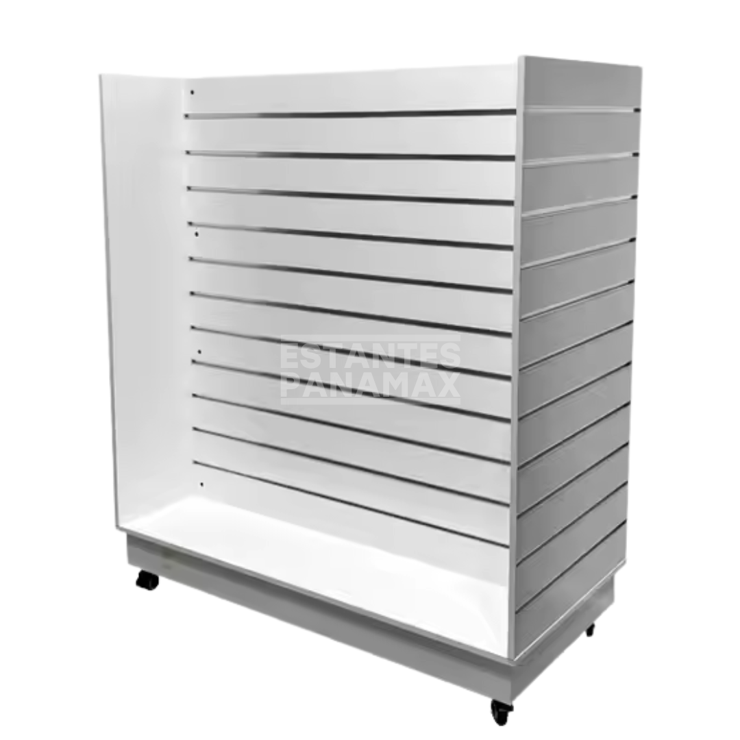 Isla de MDF de 4 Lados Ranurado con Ruedas Frenos & Refuerzos de Aluminio Blanco 135x120x60cm KW-009 / KD-004