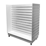 Isla de MDF de 4 Lados Ranurado con Ruedas Frenos & Refuerzos de Aluminio Blanco 135x120x60cm KW-009 / KD-004