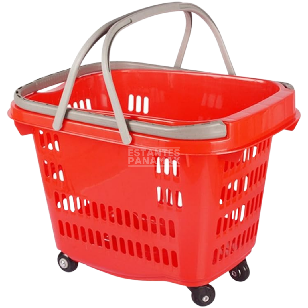 Canasta de Plástico 4 Ruedas 45 Litros Rojo XJL-8