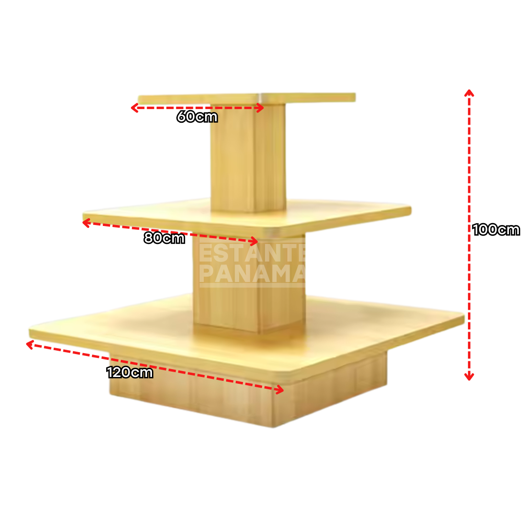 Mueble para Isla 3 Niveles Diseño Madera MDF Grueso 75kg/Nivel 100x120cm KD-005