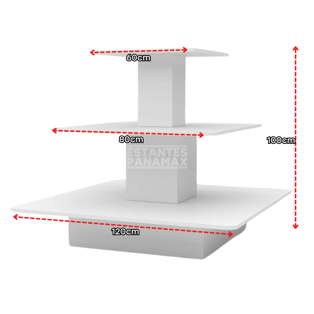Mueble para Isla 3 Niveles Blanco MDF Grueso 75kg/Nivel 100x120cm KD-005
