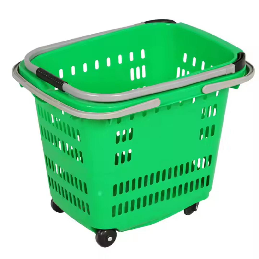 Canasta de Plástico 4 Ruedas 45 Litros Verde XJL-8