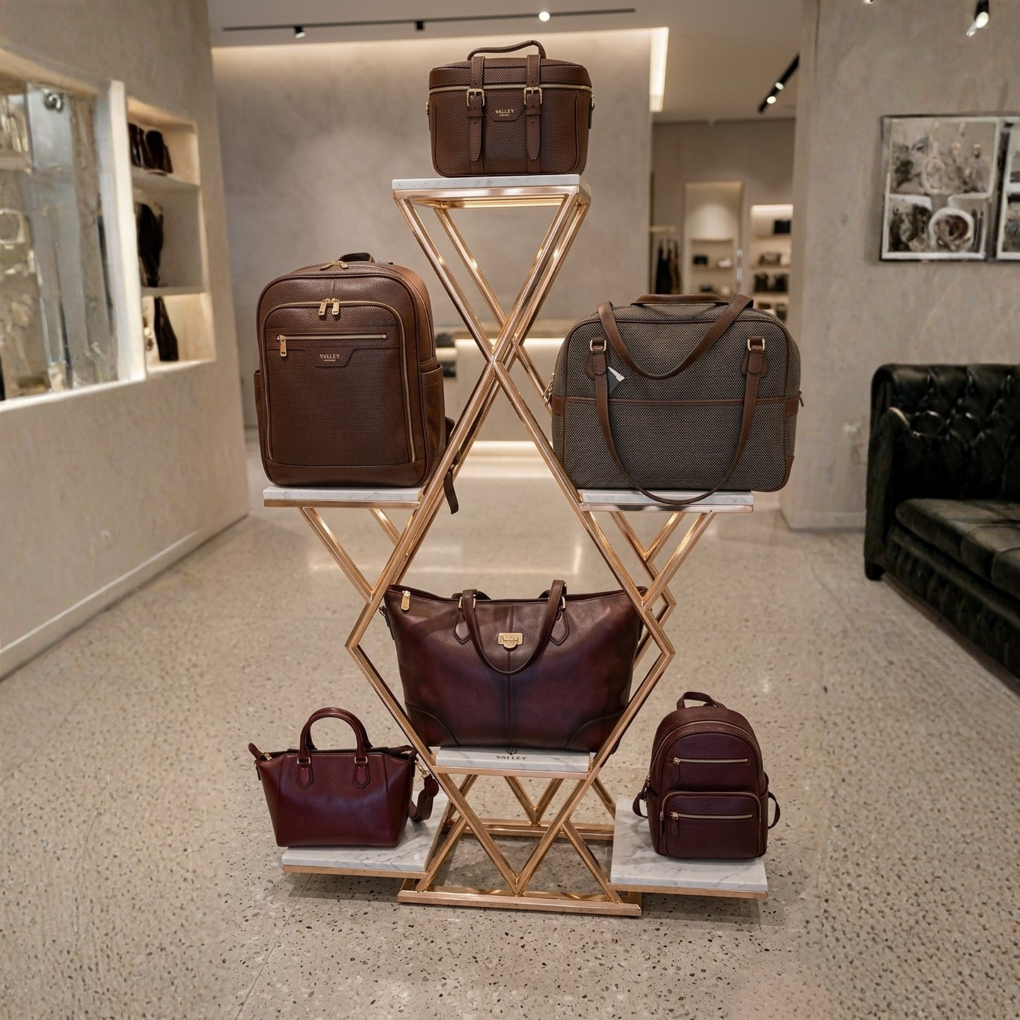 Exhibidor de Carteras Bolsas en Rose Gold 150x90x30cm XBH-CR22