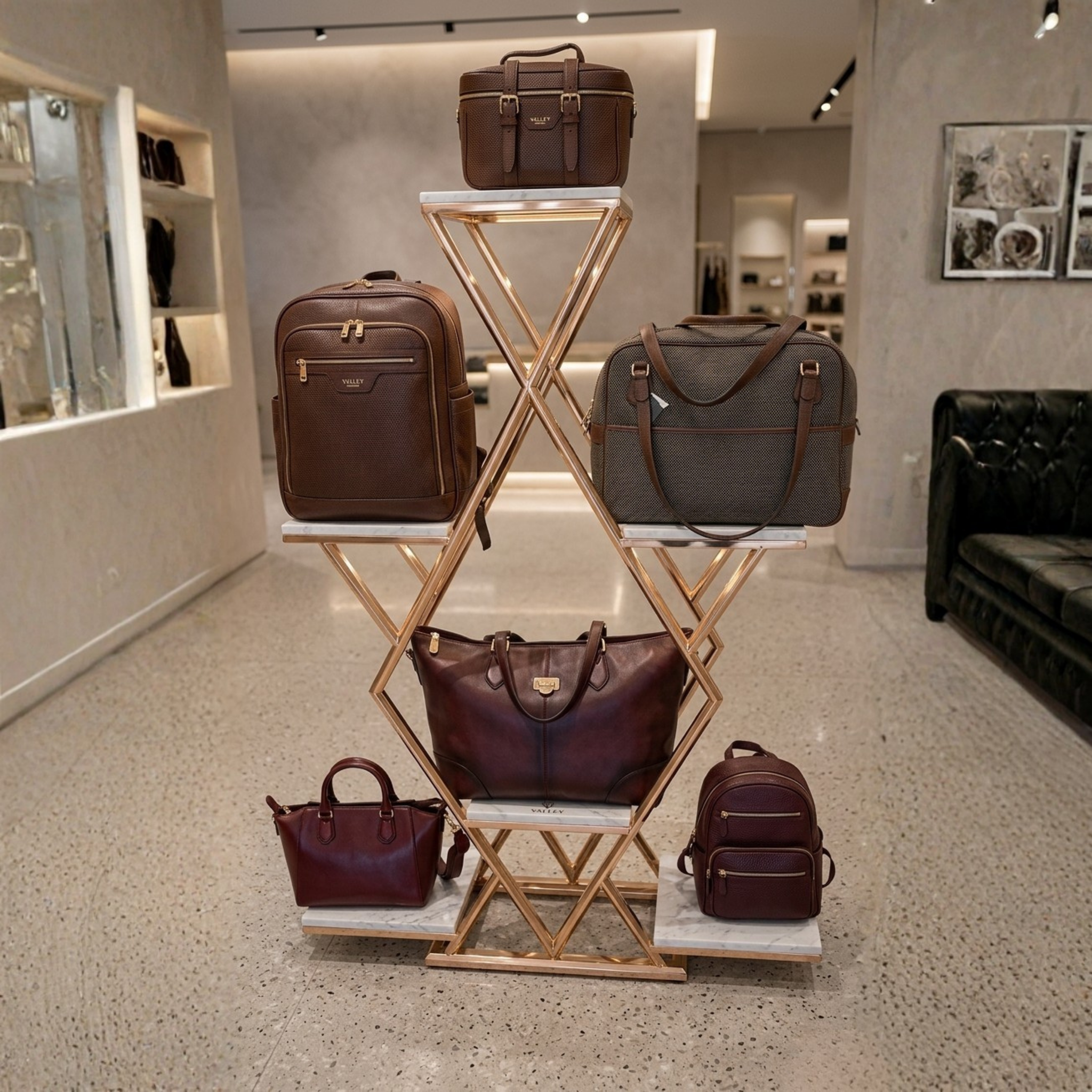 Exhibidor de Carteras Bolsas en Rose Gold 150x90x30cm XBH-CR22