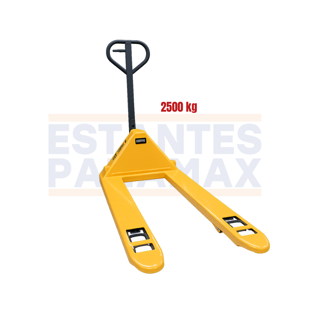 (CALIBRE ECONOMICO) Transpaleta Manual Jack Pallet Hand Pallet 2500kg Modelo Americano Amarillo 122X68.5cm PMX-1409